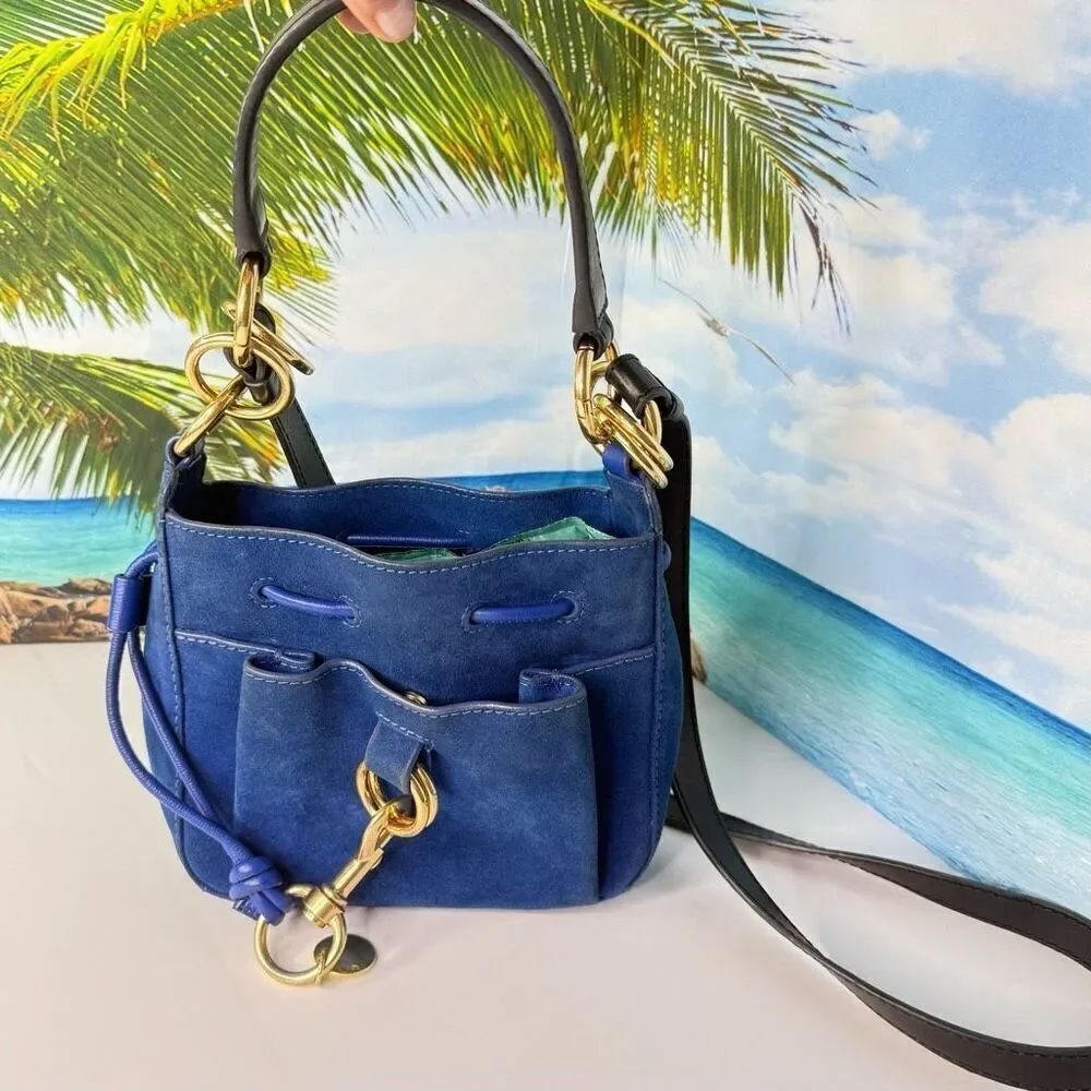 See by Chloé Mini Blue Suede Leather Crossbody Bag